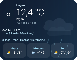 Widget-Testansicht: Regen bei Nacht